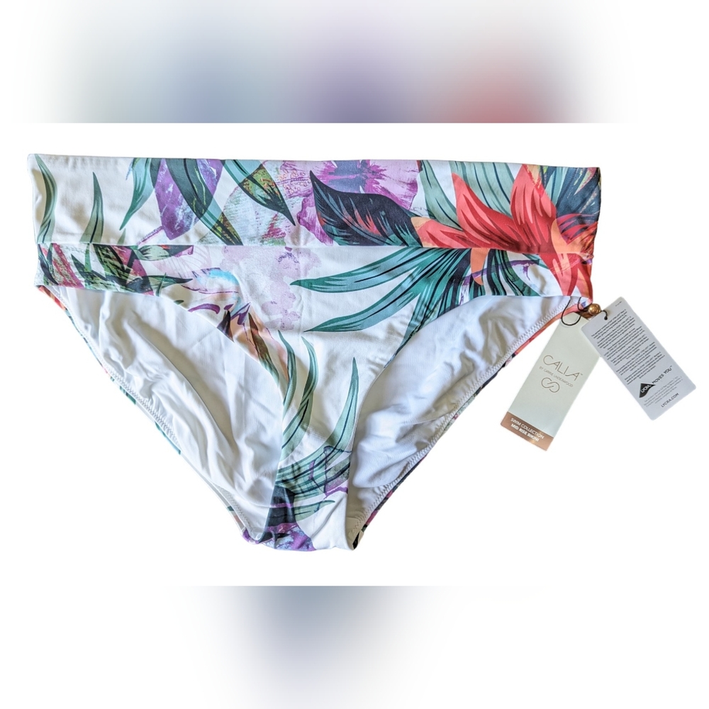 2/$30 Mid Rise Bikini Wide Band Bottom Botanical Garden Pattern NWT XL Women's